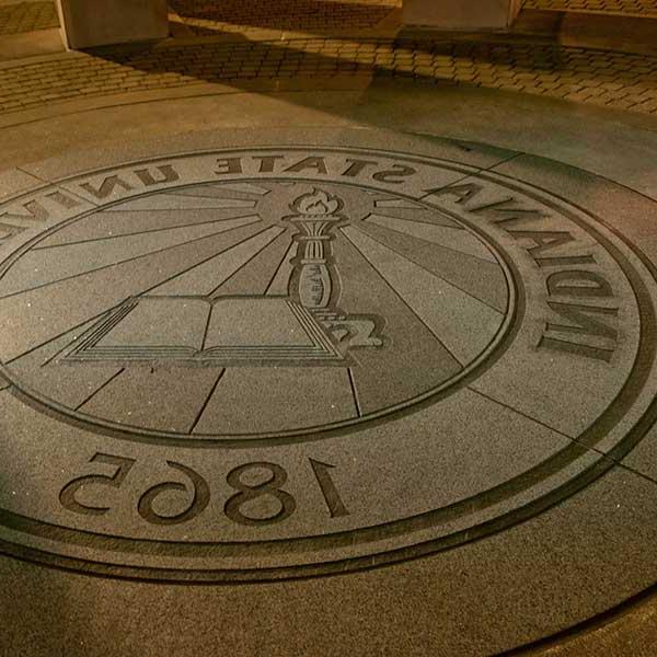 Indiana State University seal on the floor